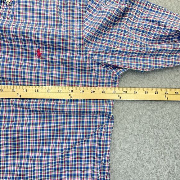 Ralph Lauren Button Down Shirt Mens Large L Blue Pink Tartan Plaid Long Sleeve - Picture 8 of 9